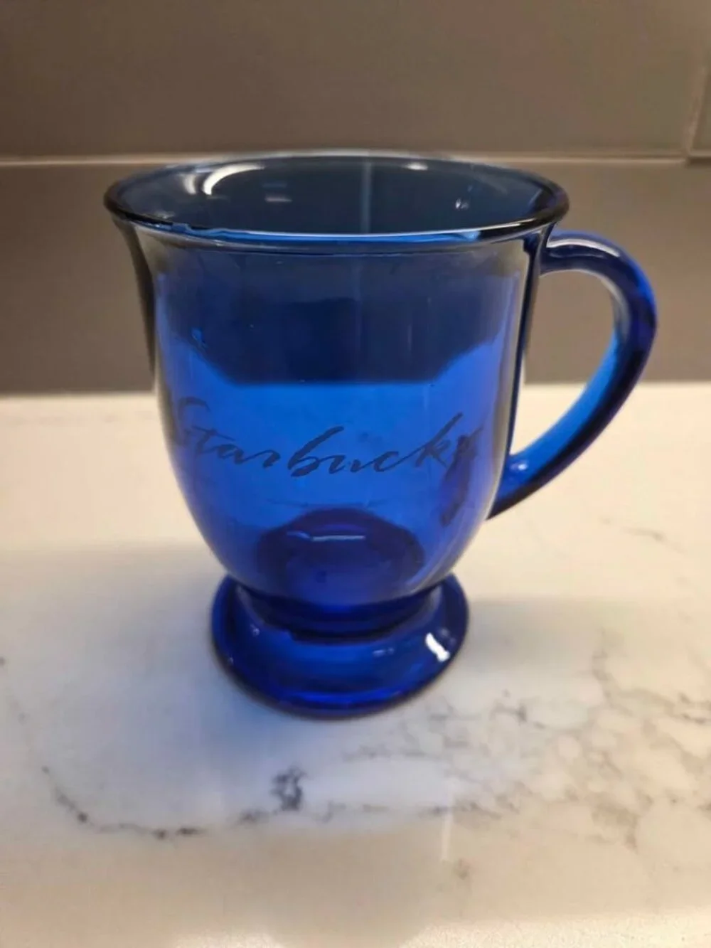 Vintage cobalt blue glass Starbucks mug